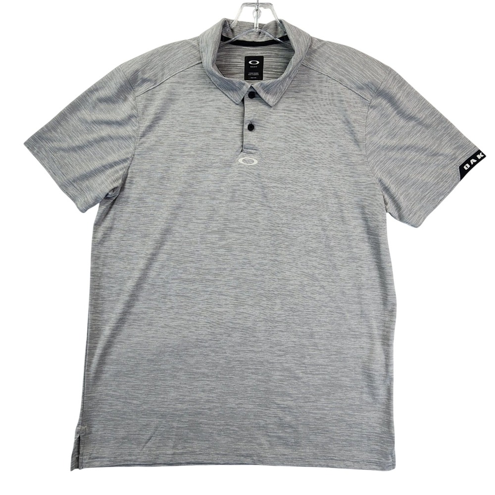 Oakley Men XL Grey Space Dye Polo Shirt Athletic Golf Performance Gorpcore READ‎